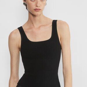 Aritzia BABATON Sculpt Knit Squareneck Tank in Black-NWT Size Small